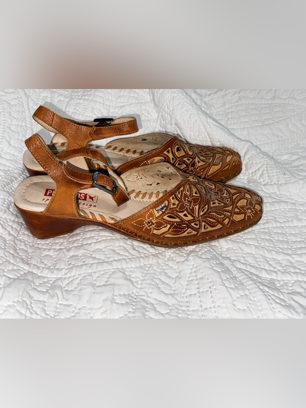 Pikolinos Women’s Leather Slingback Wedge Pumps – EU 39 (US 8.5)